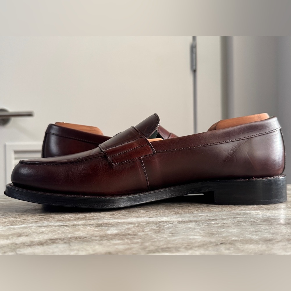 DRAKE’S BROWN LEATHER CHARLES GOODYEAR WELTED PENNY LOAFERS 11 / 10 UK $730 - Picture 6 of 12